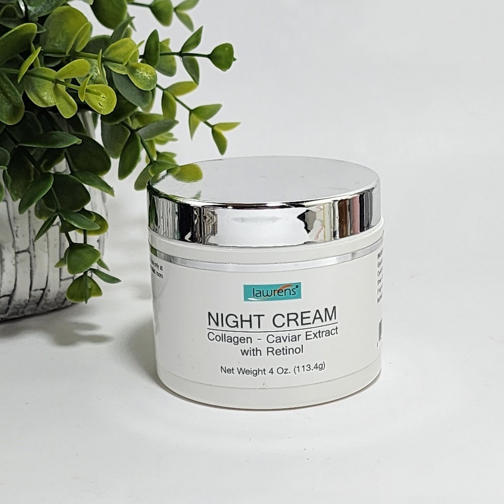 Lawrens Night Cream with Collagen Caviar Extract & Retinol 4 oz /113.4 g Sealed